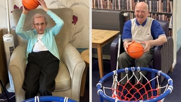 Shooting hoops at Falkirk care home